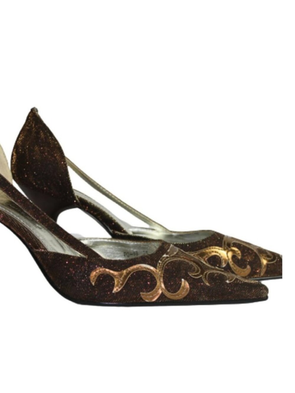 Loveshoes Women’s Brown Glitter Pointed Toe Slingback Heels Pumps Size 36 New
